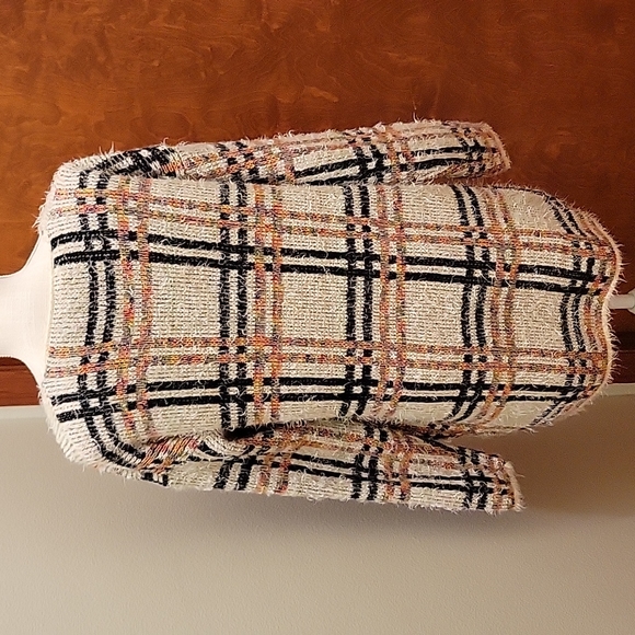 TCEC Colorful Plaid Long Eyelash Sweater Cardigan in size M - Picture 5 of 9